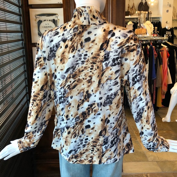 St. John Leopard Print Turtleneck - Picture 5 of 7